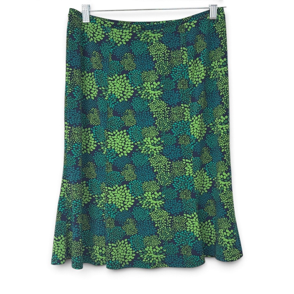 Vintage Y2K Express Green Floral Midi Skirt Fairycore A-Line Medium